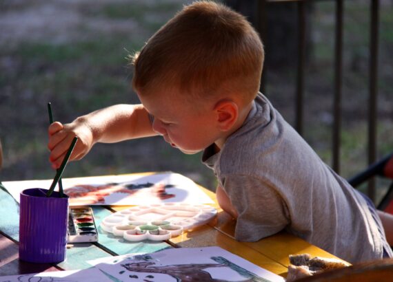 kids, figure, paint